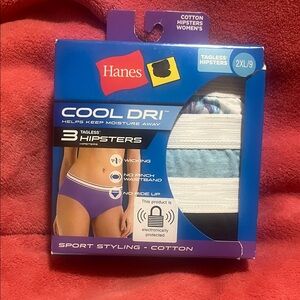 Hanes Ladies Cool Dri Tagless Hipsters - Black, Blue, White
